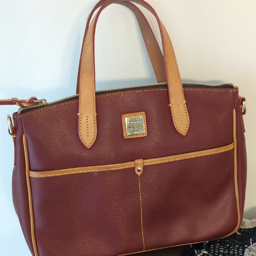 Dooney & Bourke Burgundy and Tan Tote